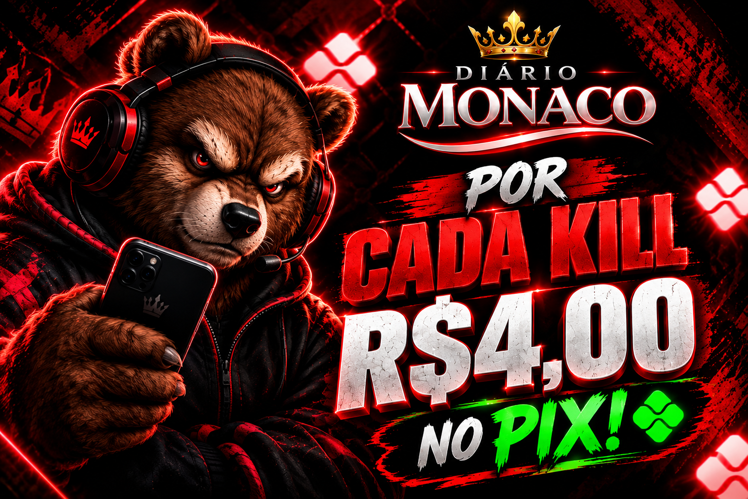 Diário Mônaco: cada kill vale quatro reais no Pix